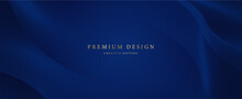 Premium Background Design With Diagonal Dark Blue Line Pattern. Vector Horizontal Template For Business Banner, Formal Invitation, Luxury Voucher, Prestigious Gift Certificate
