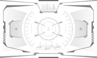 Poster - VR HUD game interface crosshair screen design. Futuristic sci-fi virtual reality view head up display visor. GUI UI digital technology control center dashboard panel vector eps illustration