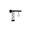 Construction crane machine icon in solid black flat shape glyph icon, isolated on white background 