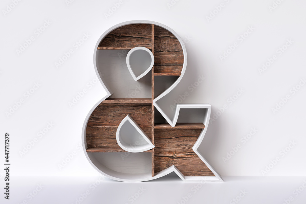 Decorative ampersand character made of a combination of modern and raw ...