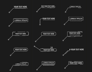 Digital callouts, footnotes. Layout for links and digital information. Source for advertising. Set of HUD. Vector illustration.