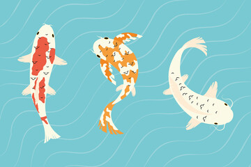 Canvas Print - koi fishes set