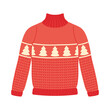 Knitted red and christmas pullover