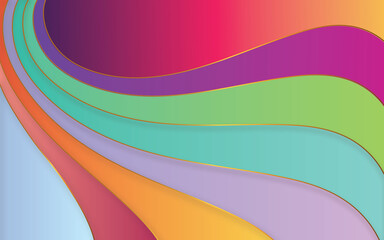 Poster - abstract multi color gradient background illustration with golden curve wavy line rainbow background
