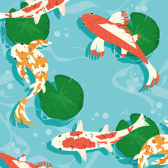 Canvas Print - koi fishes collection background