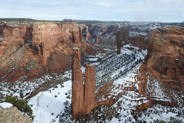 a spectacular view of spider rock protruding from the floor of canyon de chelly, in chinle, apache c