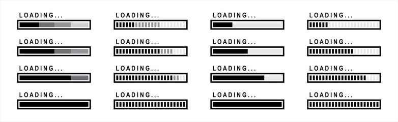 Poster - Loading icons set. Load. Load bar collection. loading icons on white background.