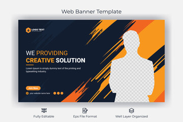 Wall Mural - Creative corporate social media  web banner and youtube thumbnail template | Youtube live stream video thumbnail for marketing agency | video thumbnail | Youtube thumbnail