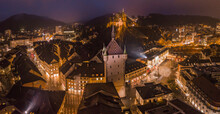 Panoramic Aerial View Of The Old Town Of Baden, Switzerland