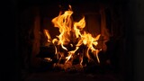 Fototapeta Storczyk - Fire in the fireplace. Hot temperature indoors