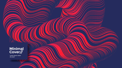 Wall Mural - Colorful background with a fluid wave. Striped wavy line compositions for cover, poster, landing page. Minimal 3d abstract illustration.	