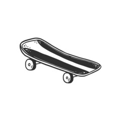 Wall Mural - Hand drawn skateboard. Doodle sketch style. Drawing line simple teen skate. Isolated vector illustration.