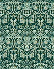  Floral emerald pattern.