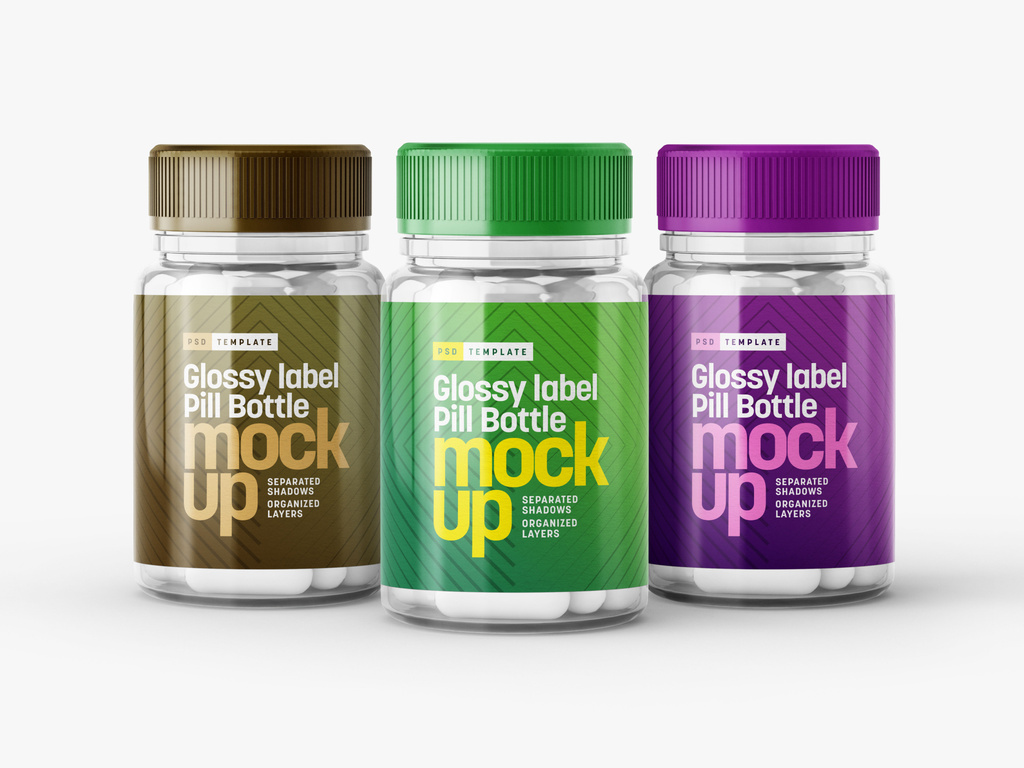 Glossy Pills Jar Mockup Packaging