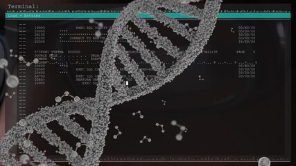Poster - Animation of dna strand spinning over data processing