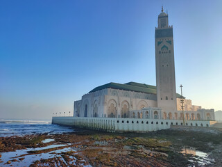 Sticker - Beautiful Hassan II mosque in Casablanca by the river, Morocco