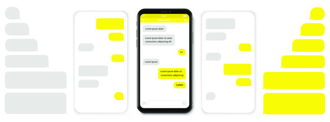 Poster - SmartPhone chatting sms template bubbles. SMS chat composer. Place your own text to the message. Phone chatting sms template bubbles. Vector illustration.