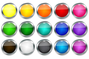 Fototapete - plastic colored buttons in modern style. Blank shiny colored buttons. Banner web buttons. Vector illustration.