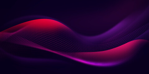 Poster - Beautiful Wavy Particles Elegant Background in Technology Concept, Modern Futuristic backdrop wallpaper. Tech bright dots background