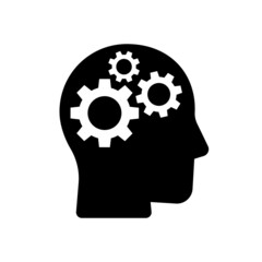 human head gears tech logo, cogwheel engineering technological inside brain, artificial intelligence