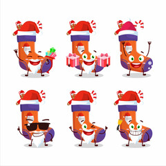 Poster - Santa Claus emoticons with christmas socks with gift cartoon character