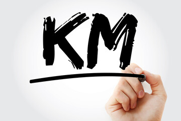 Aufkleber - KM - Knowledge Management acronym with marker, business concept background