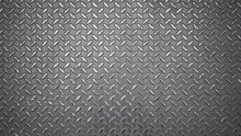 Pattern Of Old Metal Diamond Plate, Surface Of Black Steel Floor Non-skid With Dirty Stain, Texture Background