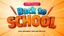 Back To School Cartoon Editable Text Effect Template Style On Halftone Comic Background