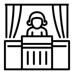 Poster - Courthouse judge man icon. Outline courthouse judge man vector icon for web design isolated on white background