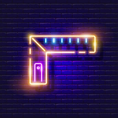 Poster - Building Ruler Corner neon icon. Vector illustration for design. Repair tool glowing sign. Construction tools concept.