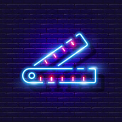 Wall Mural - Construction Ruler Goniometer neon icon. Vector illustration for design. Repair tool glowing sign. Construction tools concept.