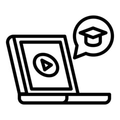 Poster - Interactive learning laptop icon. Outline interactive learning laptop vector icon for web design isolated on white background