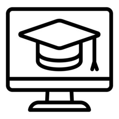 Poster - Interactive learning online graduated icon. Outline interactive learning online graduated vector icon for web design isolated on white background