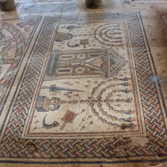 Mosaic floor at Hamat Tiberias National Park in Israel
