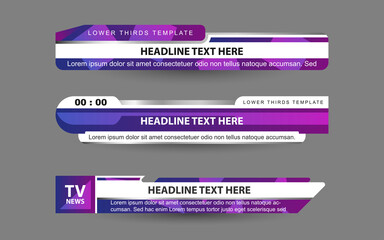 Wall Mural - set collection vector of broadcast news lower thirds template layout design banner for bar headline 