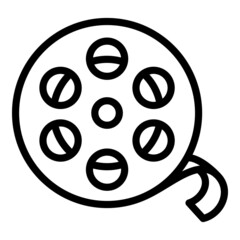 Poster - Film reel icon. Outline Film reel vector icon for web design isolated on white background