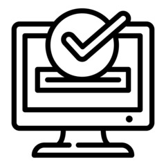 Poster - Mobile online vote icon. Outline Mobile online vote vector icon for web design isolated on white background