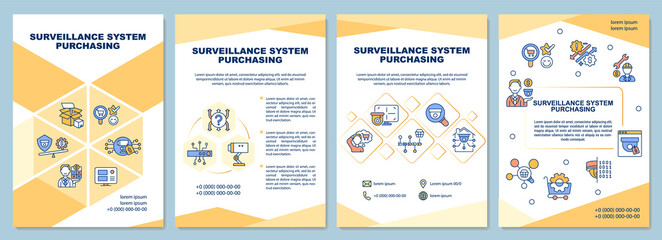 Surveillance system purchasing brochure template. Flyer, booklet, leaflet print, cover design with linear icons. Vector layouts for presentation, annual reports, advertisement pages