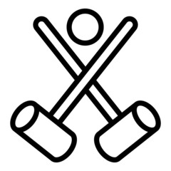 Poster - Croquet crossed mallet icon. Outline Croquet crossed mallet vector icon for web design isolated on white background