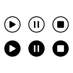 Sticker - Media Button Icons. Play Pause and Stop icon set