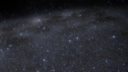 Wall Mural - Spaceship travelling at the speed of light through a galaxy in space. Billions of stars in the Milky Way or Andromeda galaxy