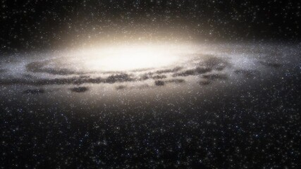 Wall Mural - Spaceship travelling at the speed of light through a galaxy in space. Billions of stars in the Milky Way or Andromeda galaxy