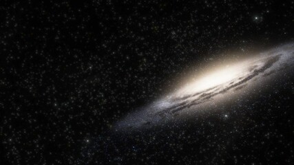 spaceship travelling at the speed of light through a galaxy in space. billions of stars in the milky