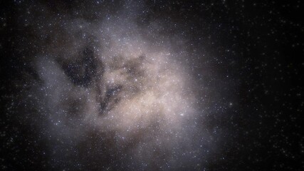 Spaceship travelling at the speed of light through a galaxy in space. Billions of stars in the Milky Way or Andromeda galaxy