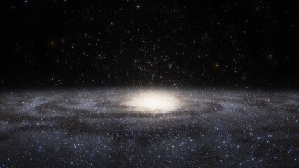 Wall Mural - Spaceship travelling at the speed of light through a galaxy in space. Billions of stars in the Milky Way or Andromeda galaxy