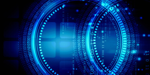 Poster - 2d illustration abstract digital binary data on computer screen
