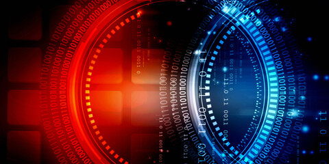 Poster - 2d illustration abstract digital binary data on computer screen