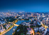 Fototapeta  - Aerial photography of the city scenery of Nantong, Jiangsu at night