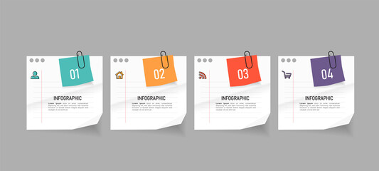 Poster - Business Infographic with note paper design vector.