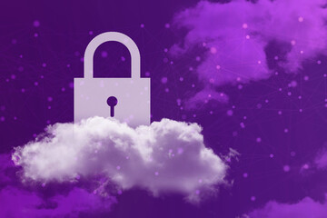 2d illustration Safety concept: Closed Padlock on digital background